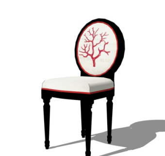 新中式布艺单椅su模型