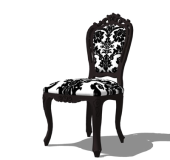 欧式布艺单椅su模型