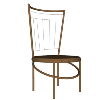 现代实木单椅su模型