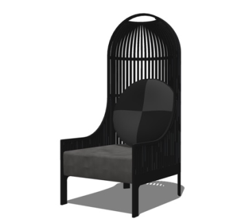 现代铁艺鸟笼高背休闲椅su模型