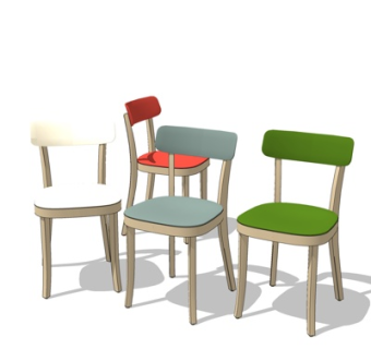 现代实木单椅su模型