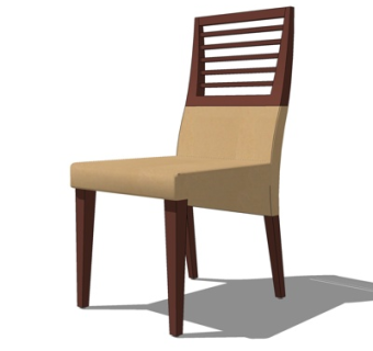 现代实木单椅su模型