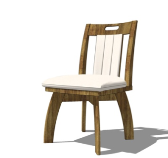 现代实木单椅su模型