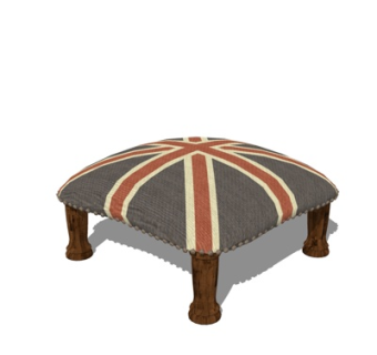 欧式布艺凳子su模型