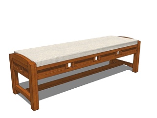 中式实木长凳su模型