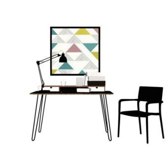 现代书桌椅su模型