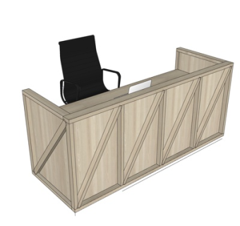 现代实木电脑桌su模型