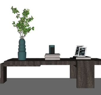 现代实木茶几摆件su模型