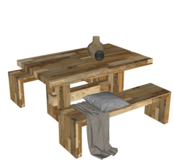 中式实木餐桌椅su模型