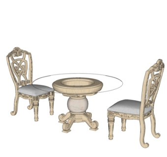 欧式实木休闲桌椅su模型