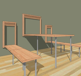 现代实木休闲桌椅su模型