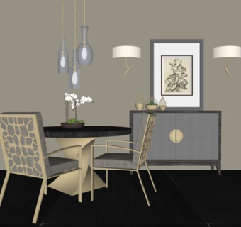 现代休闲椅茶几su模型