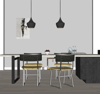 现代餐桌椅su模型