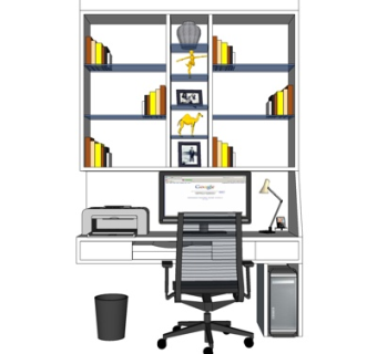 现代书桌椅su模型