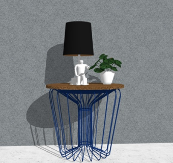 现代铁艺边几su模型