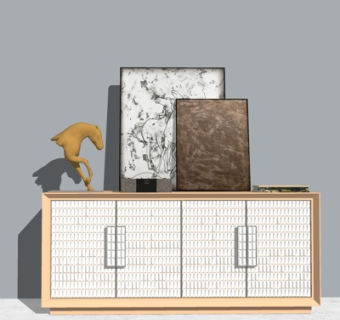 现代边柜摆件su模型