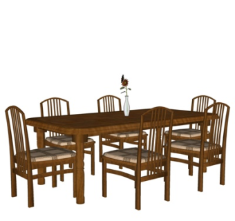 新中式餐桌椅su模型