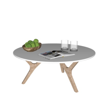 北欧原木茶几su模型