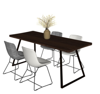 现代铁艺餐桌椅su模型