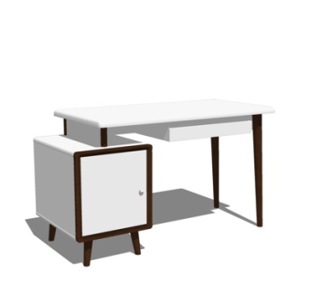 现代实木书桌su模型