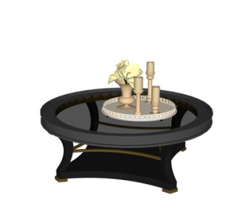 欧式玻璃茶几su模型