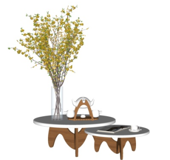 现代茶几摆件su模型
