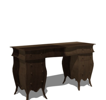 欧式实木书桌su模型