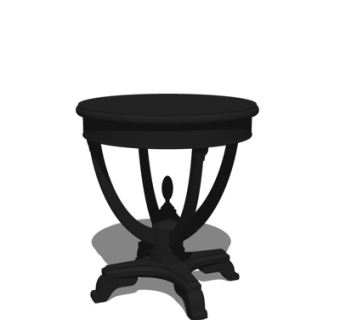 欧式实木圆几su模型