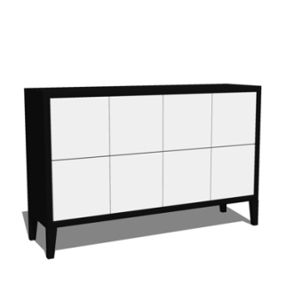 现代实木边柜su模型