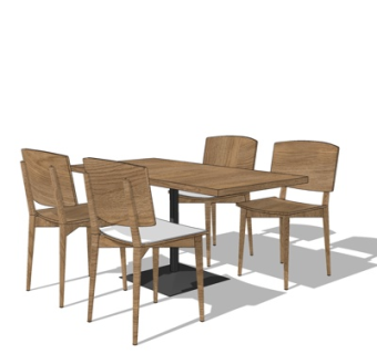 现代实木餐桌椅su模型