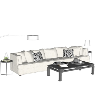 现代多人沙发茶几su模型