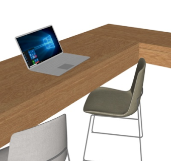 现代实木电脑桌su模型