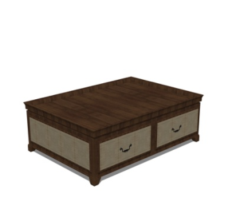 新中式方形茶几su模型