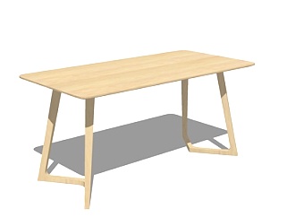 北欧原木书桌su模型