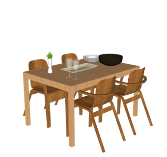 现代实木餐桌椅su模型