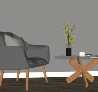 现代休闲椅茶几su模型