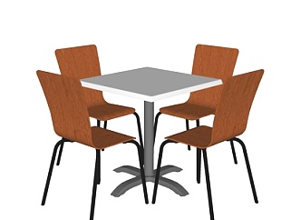 现代方形餐桌椅<em>su模型</em>