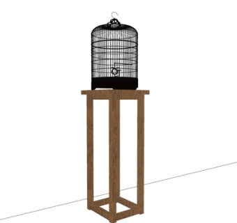 现代铁艺鸟笼摆件su模型