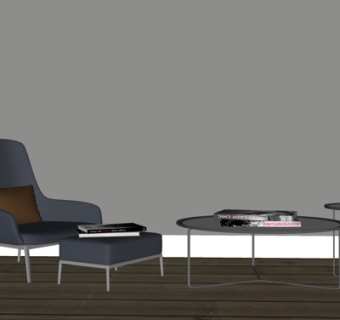 现代休闲椅茶几su模型