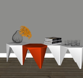 现代实木角几组合su模型