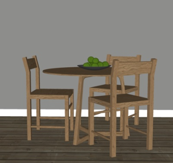 现代实木餐桌椅su模型