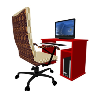 后现代实木电脑桌su模型