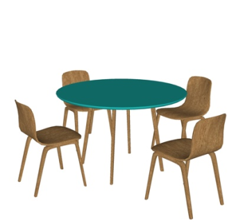 现代圆形餐桌椅su模型