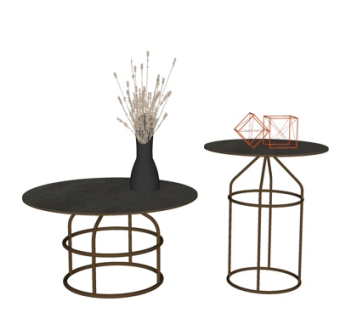 现代铁艺圆几su模型