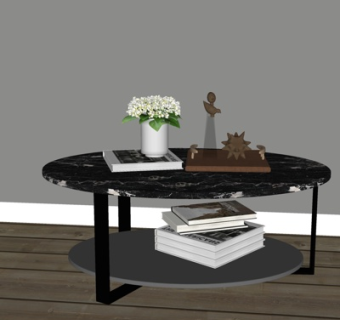 现代大理石茶几su模型