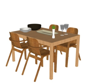 现代实木餐桌椅su模型