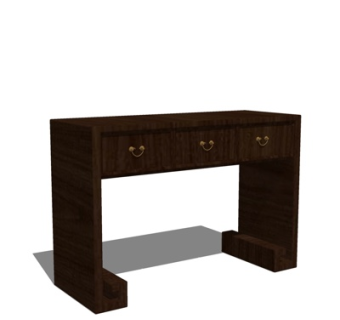 现代实木书桌su模型