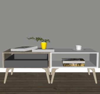 现代实木书柜su模型