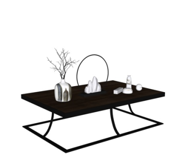 新中式茶几摆件su模型