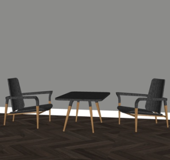 现代休闲椅边几su模型